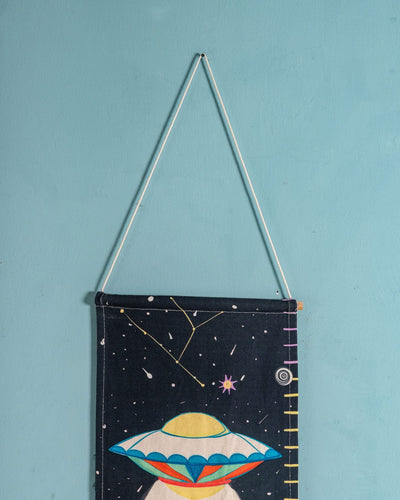 Space Age Handpainted Cotton Fabric Height Chart