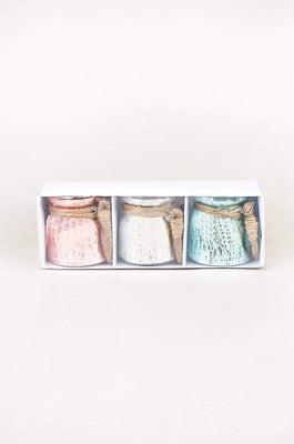 Sparkle Dust Glass Votives with Jute Rope - Set of 3