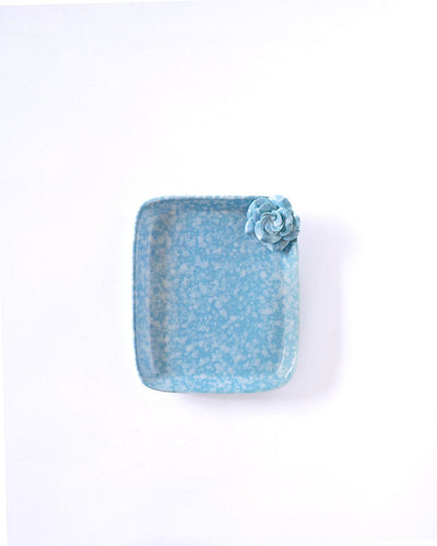 Speckled Serenity Handpainted Square Ceramic Platter