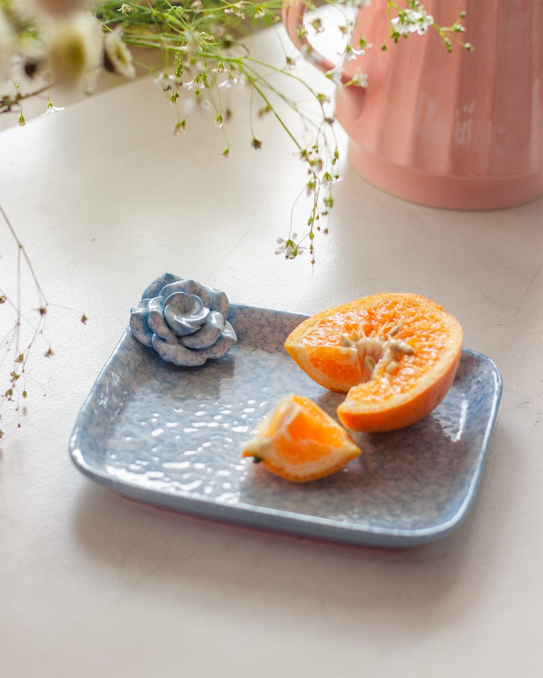 Speckled Serenity Handpainted Square Ceramic Platter