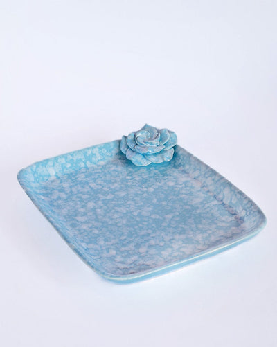 Speckled Serenity Handpainted Square Ceramic Platter