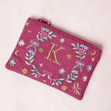 Monogram K - Secret Garden Embroidered Monogram Coin Pouch | The Wishing Chair