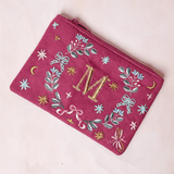 Monogram M - Secret Garden Embroidered Monogram Coin Pouch | The Wishing Chair
