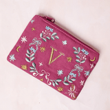 Storage 18658-V Secret Garden Embroidered Monogram Coin Pouch