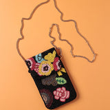 Storage Alice Hand Embroidered Phone Bag & Cards Holder with Cross Body Chain