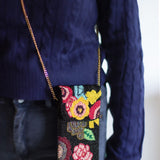 Storage Alice Hand Embroidered Phone Bag & Cards Holder with Cross Body Chain