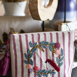 Storage Birds On A Wreath Embroidered Pouch