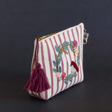Storage Birds On A Wreath Embroidered Pouch