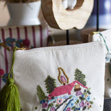Storage House on a Hill Embroidered Pouch