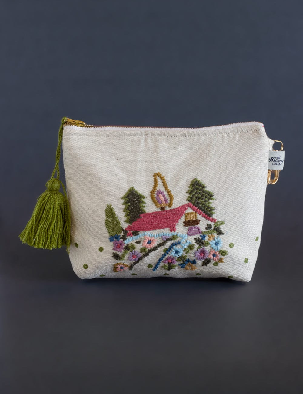 Storage House on a Hill Embroidered Pouch