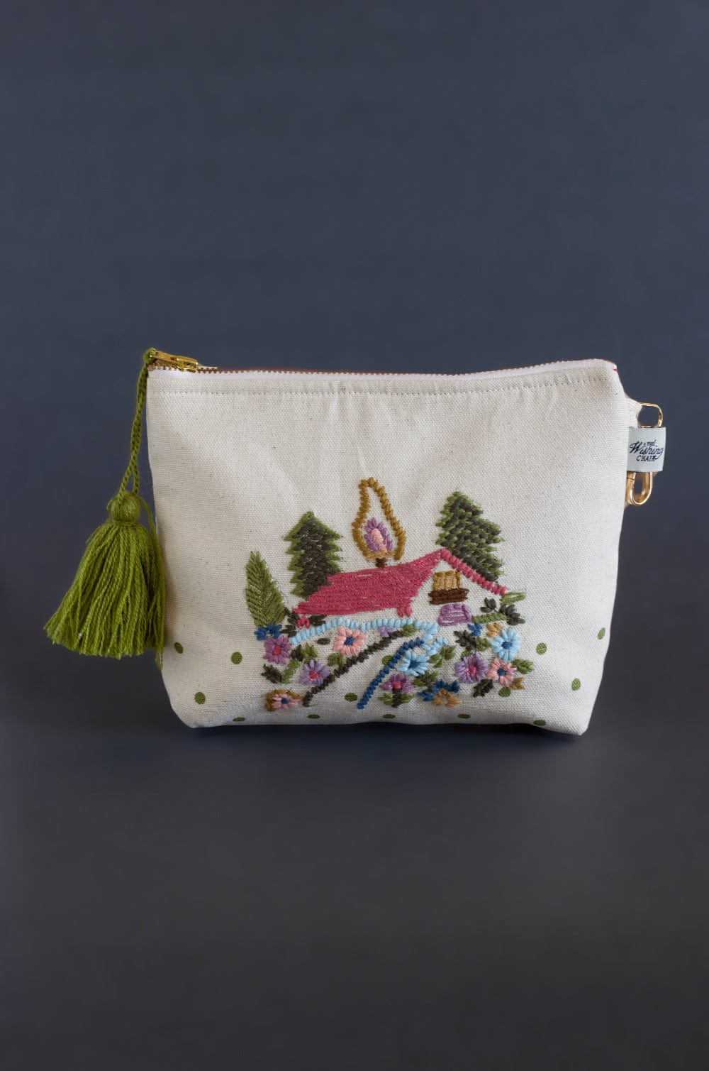 Storage House on a Hill Embroidered Pouch