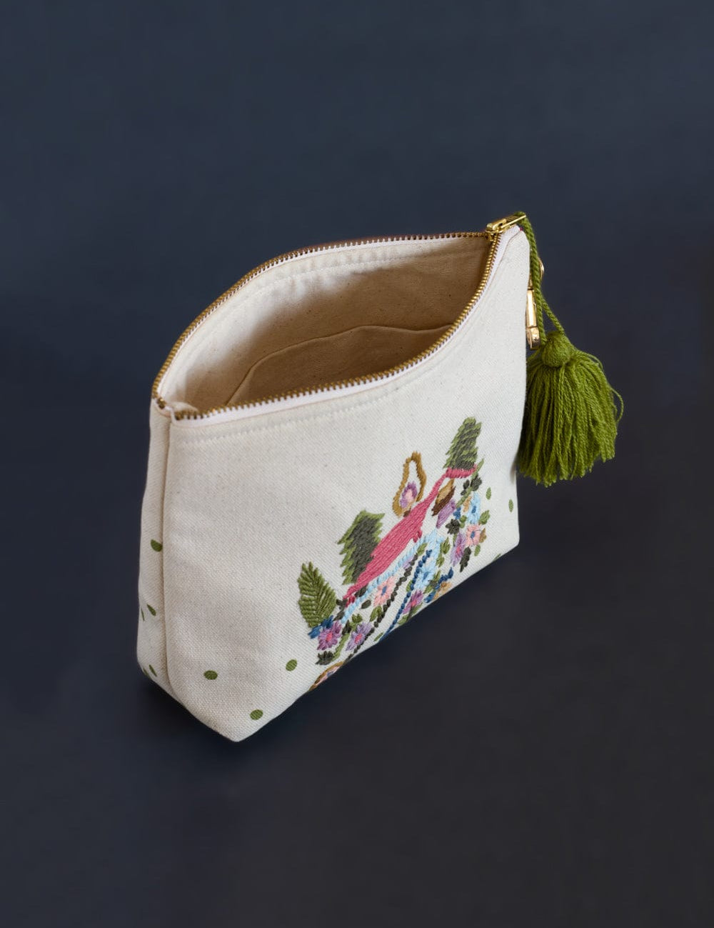 Storage House on a Hill Embroidered Pouch