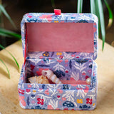 Storage Pearlised Paper Leather Mini Memento box- Blue Meadow
