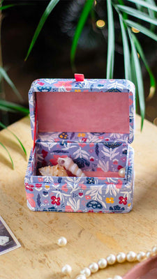 Storage Pearlised Paper Leather Mini Memento box- Blue Meadow