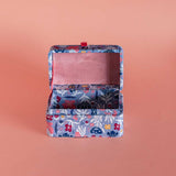 Storage Pearlised Paper Leather Mini Memento box- Blue Meadow
