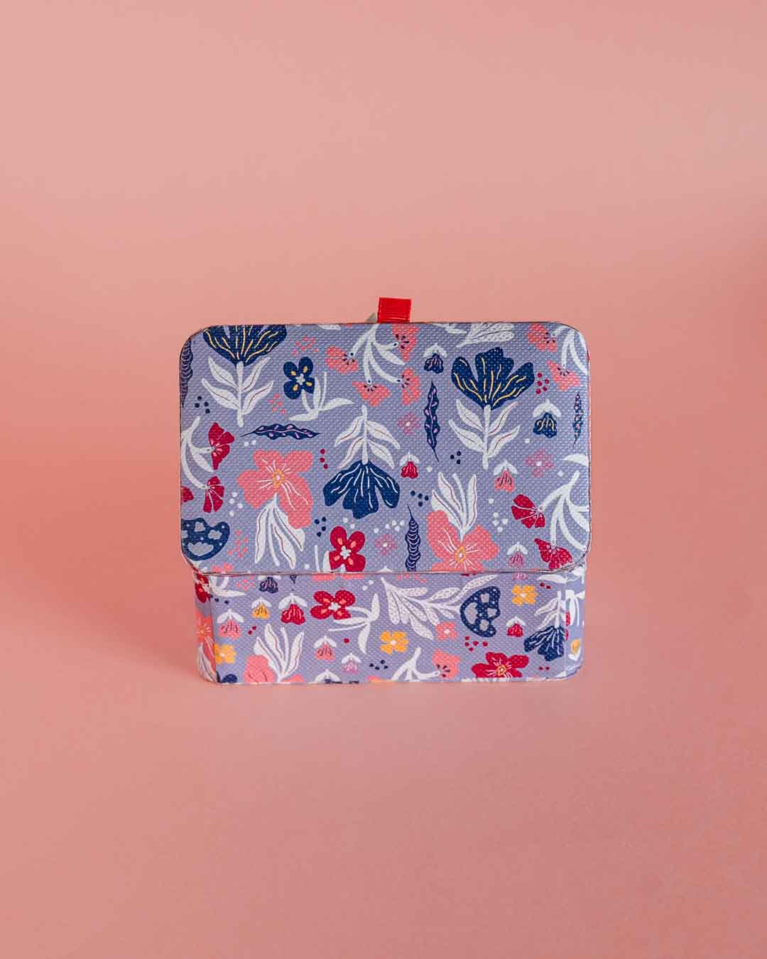 Storage Pearlised Paper Leather Mini Memento box- Blue Meadow