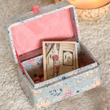 Storage Pearlised Paper Leather Mini Memento box- Garden Fog