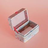 Storage Pearlised Paper Leather Mini Memento box- Garden Fog