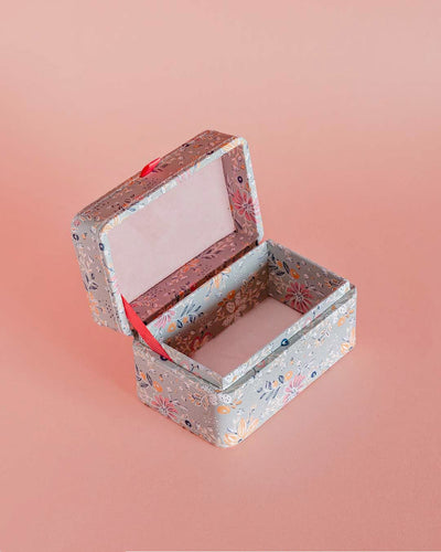 Storage Pearlised Paper Leather Mini Memento box- Garden Fog