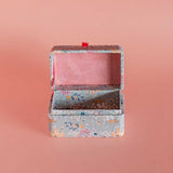 Storage Pearlised Paper Leather Mini Memento box- Garden Fog
