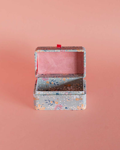 Storage Pearlised Paper Leather Mini Memento box- Garden Fog