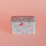 Storage Pearlised Paper Leather Mini Memento box- Garden Fog