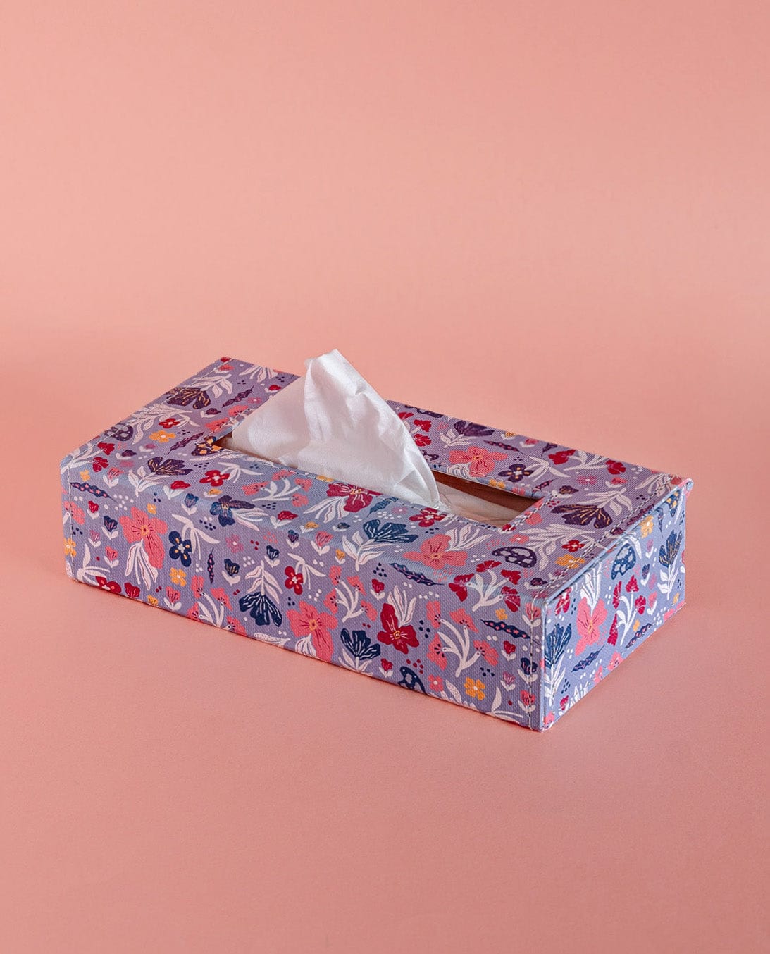 Storage Pearlised Paper Leather Tissue Box- Blue Meadow