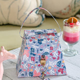 Storage Pearlised Paper Leather Triangle Piggy Bank- Blue Meadow