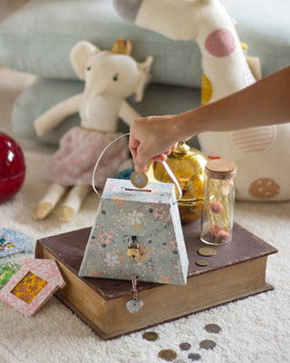 Storage Pearlised Paper Leather Triangle Piggy Bank - Garden Fog