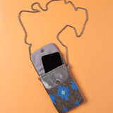 Storage Rewa Hand Embroidered Phone Bag & Cards Holder with Cross body Chain
