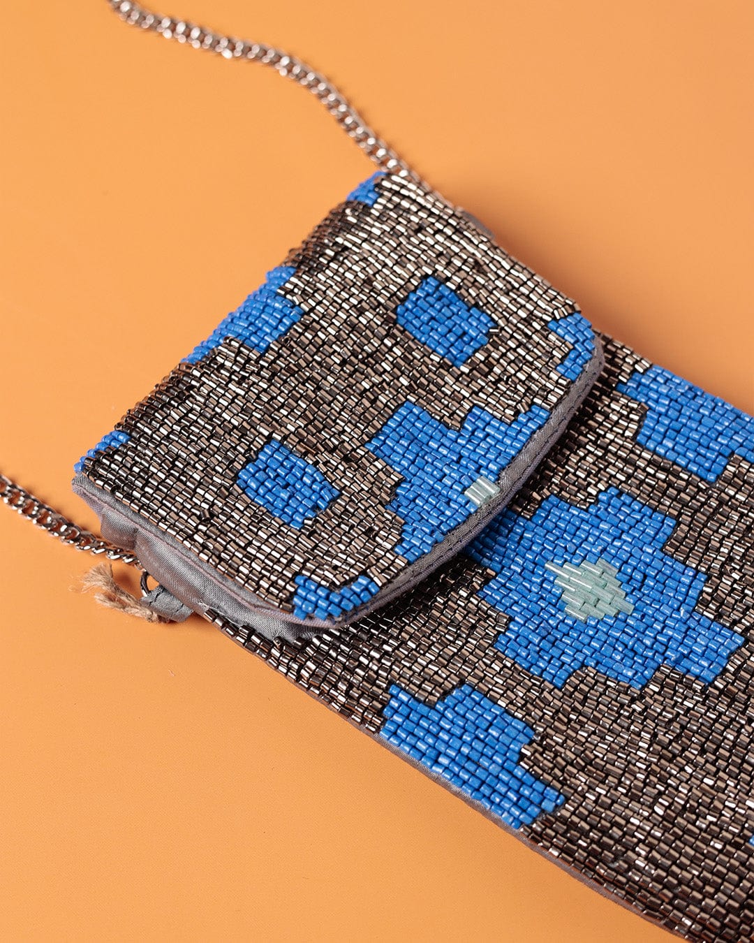 Storage Rewa Hand Embroidered Phone Bag & Cards Holder with Cross body Chain