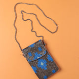 Storage Rewa Hand Embroidered Phone Bag & Cards Holder with Cross body Chain