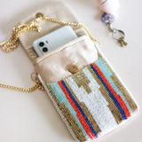 Storage Zoey Hand Embroidered Phone Bag & Cards Holder with Cross body Chain