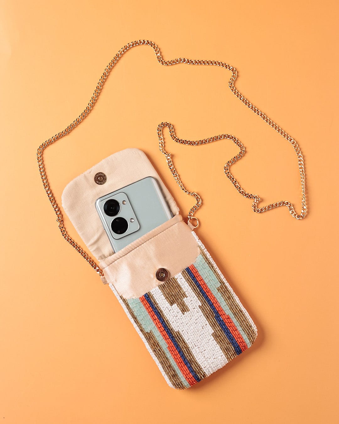  Storage Zoey Handembroidered Phone Bag & Cards Holder with Crossbody Chain - Zoey Hand Embroidered Phone Bag & Cards Holder with Cross body Chain - The Wishing Chair 