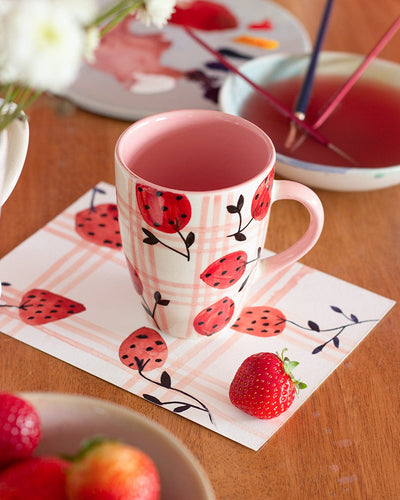 Strawberries Handpainted Ceramic Mug