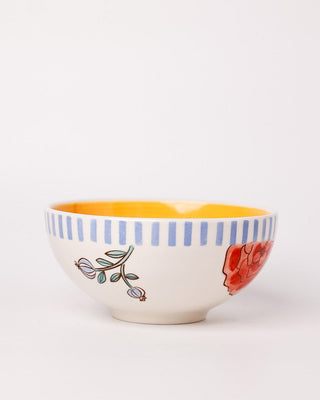 Stripe & Stem Handpainted Ceramic Bowl 15 cms