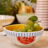 Stripe & Stem Handpainted Ceramic Bowl 15 cms