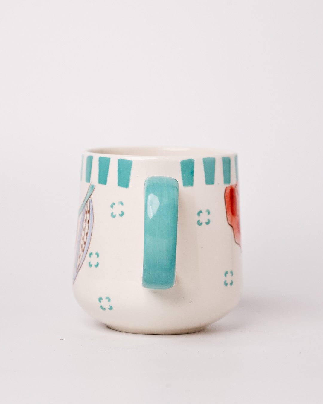 Stripe & Stem Handpainted Ceramic Coffee Mug 325ml