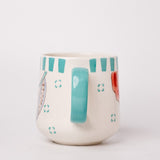 Stripe & Stem Handpainted Ceramic Coffee Mug 325ml