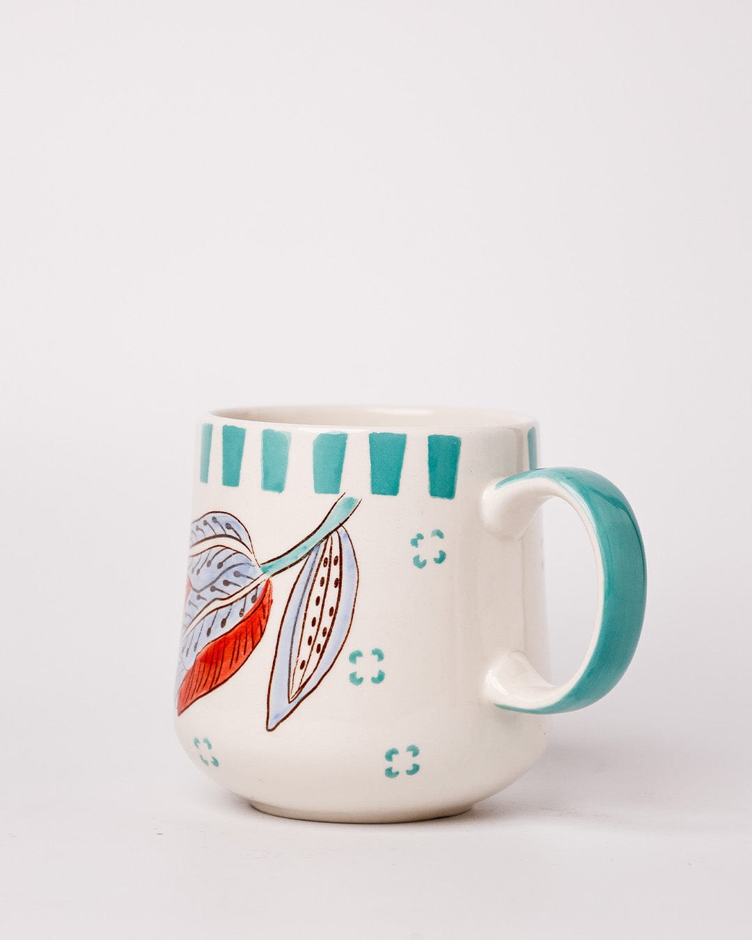 Stripe & Stem Handpainted Ceramic Coffee Mug 325ml
