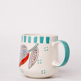 Stripe & Stem Handpainted Ceramic Coffee Mug 325ml