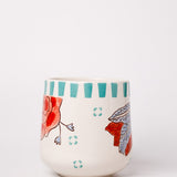 Stripe & Stem Handpainted Ceramic Coffee Mug 325ml