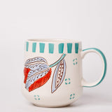 Stripe & Stem Handpainted Ceramic Coffee Mug 325ml