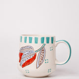 Stripe & Stem Handpainted Ceramic Coffee Mug 325ml