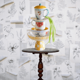 Stripe & Stem Handpainted Ceramic Coffee Mug with Lid 325ml | The Wishing Chair