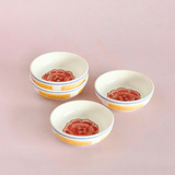 Stripe & Stem Handpainted Ceramic Nut Bowl - Set of 4