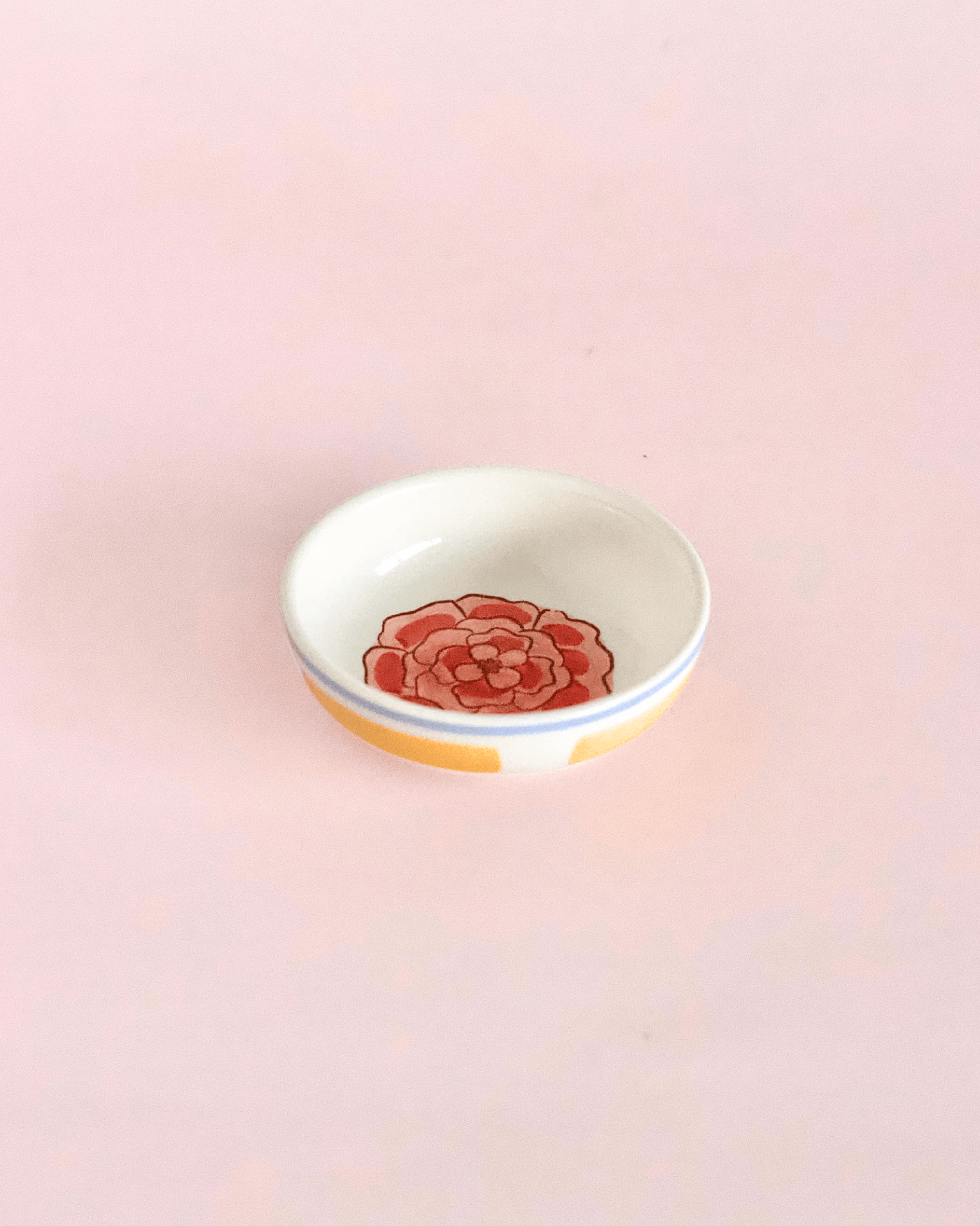 Stripe & Stem Handpainted Ceramic Nut Bowl - Set of 4