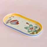 Stripe & Stem Handpainted Ceramic Oval Platter