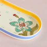 Stripe & Stem Handpainted Ceramic Oval Platter