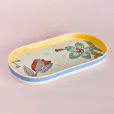 Stripe & Stem Handpainted Ceramic Oval Platter